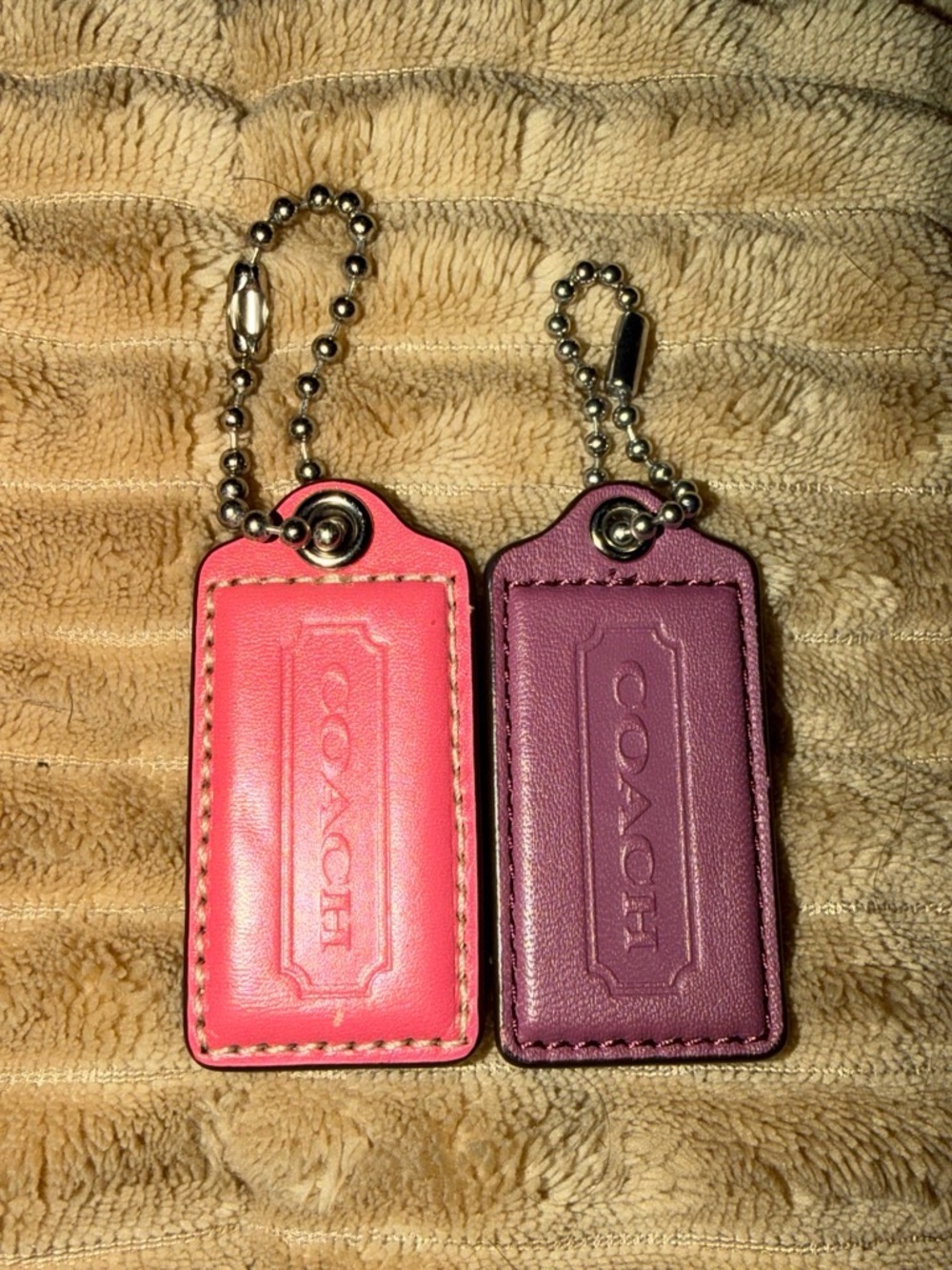 COACH Leather Tag Set in Pink and Purple